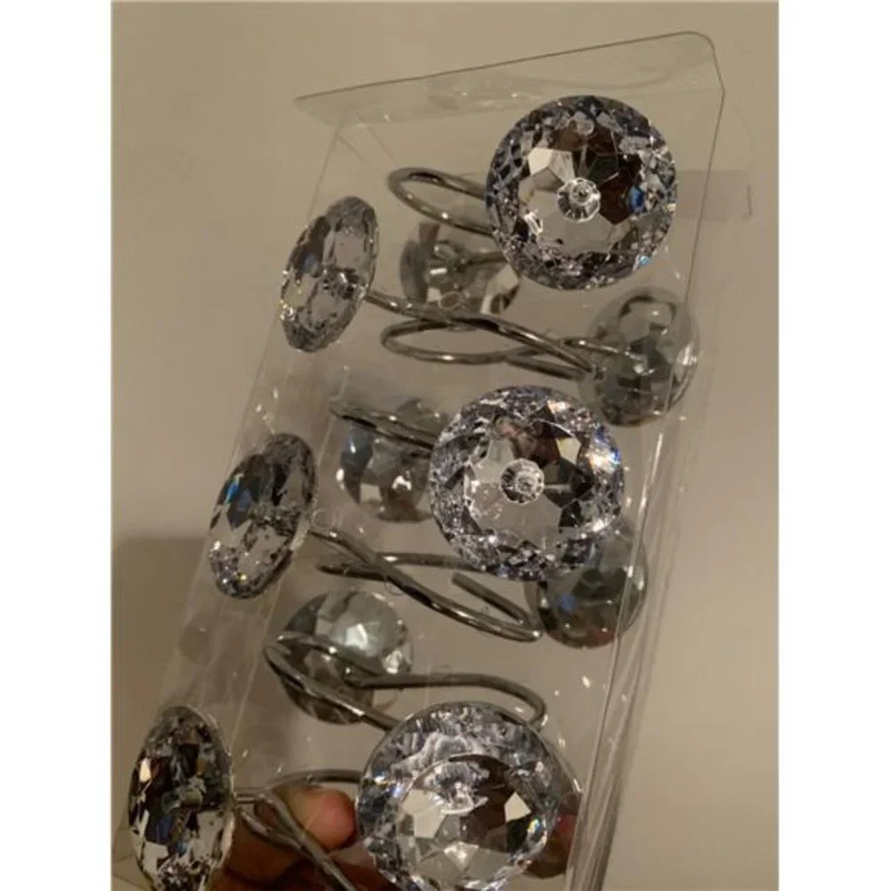 Set of 12  Shower Curtain Hooks Diamond Shape Shower Rings